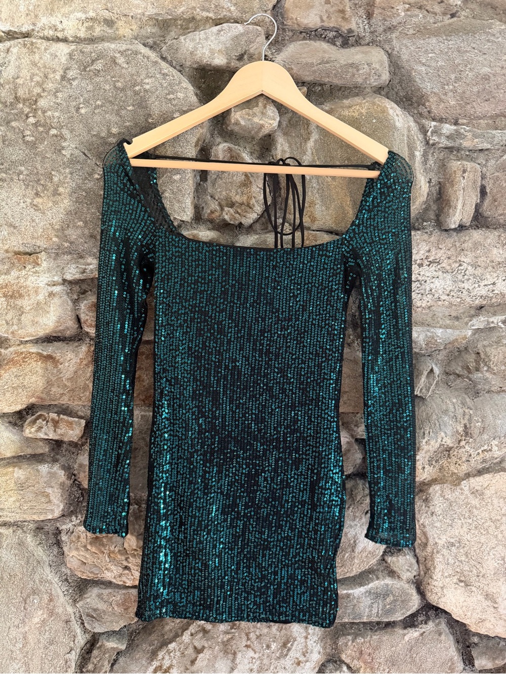 Lucy in the Sky Emerald Sequin Long-Sleeve Mini Dress